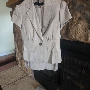 Nine West Heather Gray Short Sleeve Suit/Skirt